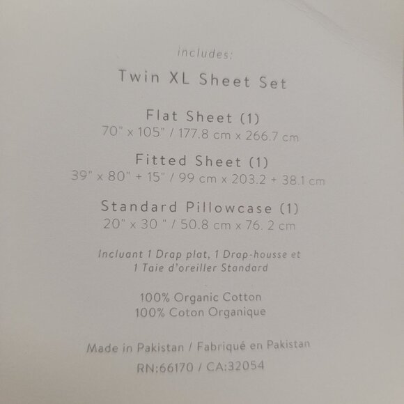 Anthropologie Organic Cotton Percale Printed Sheet Set Twin XL Bedroom Sleep - Picture 2 of 2